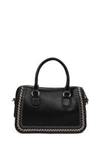 کیف زنانه مشکی بلند با جزئیات بافت دری مد