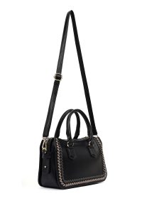 کیف زنانه مشکی بلند با جزئیات بافت دری مد