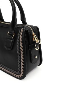 کیف زنانه مشکی بلند با جزئیات بافت دری مد