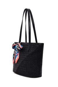 کیف زنانه مشکی بلند بنددار با اکسسوری دری مد