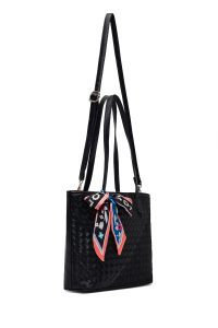 کیف زنانه مشکی بلند بنددار با اکسسوری دری مد