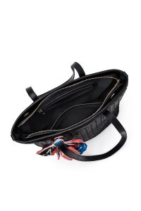 کیف زنانه مشکی بلند بنددار با اکسسوری دری مد