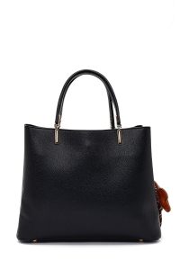 کیف زنانه مشکی بلند بنددار با اکسسوری دری مد