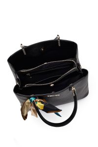 کیف زنانه مشکی بلند بنددار با اکسسوری دری مد