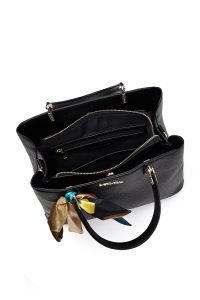 کیف زنانه مشکی بلند بنددار با اکسسوری دری مد