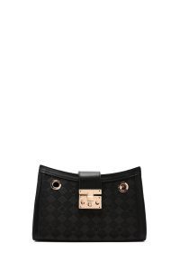 کیف زنانه مشکی بلند بنددار طرح‌دار دری مد