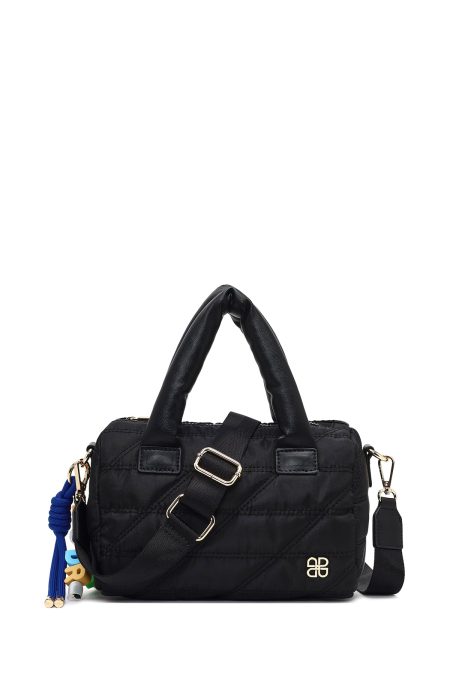 کیف زنانه مشکی بلند بنددار پارچه‌ای دری مد