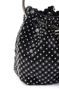 کیف زنانه مشکی بلند زنجیری سنگی مینی مراسم دری مد