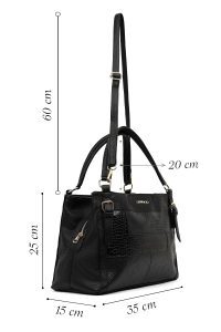 کیف زنانه مشکی بلند طرح‌دار دری مد