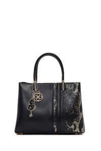 کیف زنانه مشکی بلند چاپی دری مد