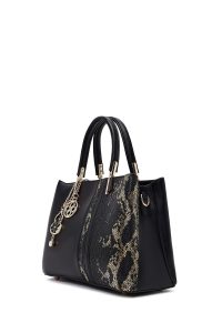 کیف زنانه مشکی بلند چاپی دری مد