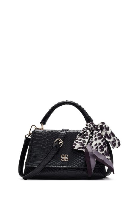 کیف زنانه مشکی بلند کروکو طرح‌دار کلاسیک دری مد