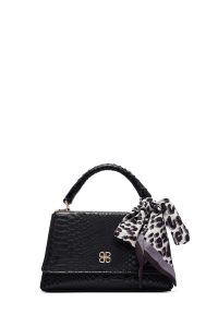 کیف زنانه مشکی بلند کروکو طرح‌دار کلاسیک دری مد