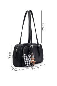 کیف زنانه مشکی بنددار با اکسسوری دری مد