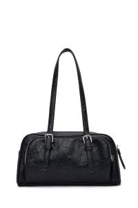 کیف زنانه مشکی بنددار با اکسسوری دری مد