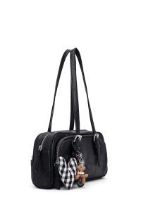 کیف زنانه مشکی بنددار با اکسسوری دری مد