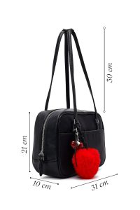 کیف زنانه مشکی بنددار با اکسسوری دری مد