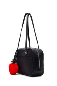 کیف زنانه مشکی بنددار با اکسسوری دری مد