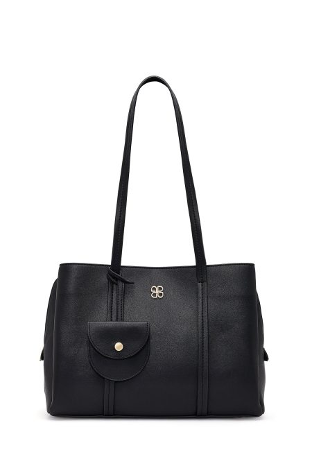 کیف زنانه مشکی بنددار با اکسسوری دری مد