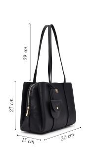 کیف زنانه مشکی بنددار با اکسسوری دری مد