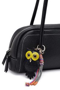 کیف زنانه مشکی بنددار با اکسسوری دری مد