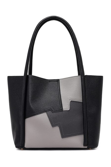 کیف زنانه مشکی طرح‌دار بنددار دری مد