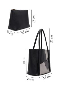 کیف زنانه مشکی طرح‌دار بنددار دری مد