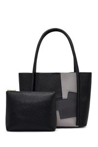 کیف زنانه مشکی طرح‌دار بنددار دری مد