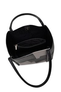 کیف زنانه مشکی طرح‌دار بنددار دری مد