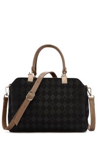 کیف زنانه مشکی چاپ‌دار دوشی بلند دری مد