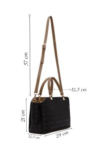 کیف زنانه مشکی چاپ‌دار دوشی بلند دری مد