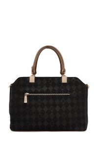 کیف زنانه مشکی چاپ‌دار دوشی بلند دری مد