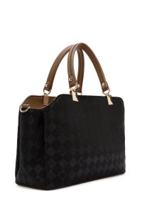 کیف زنانه مشکی چاپ‌دار دوشی بلند دری مد