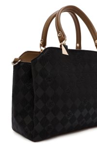 کیف زنانه مشکی چاپ‌دار دوشی بلند دری مد