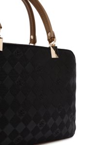 کیف زنانه مشکی چاپ‌دار دوشی بلند دری مد