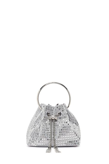 کیف زنانه نقره‌ای سنگی مینی مراسم دری مد