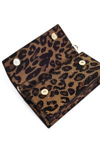 کیف زنانه پلنگی بلند زنجیری سنگی مینی مراسم دری مد