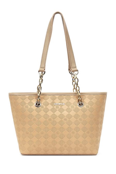 کیف زنانه کرم طرح‌دار دری مد