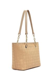 کیف زنانه کرم طرح‌دار دری مد