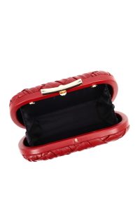 کیف مجلسی زنانه زرشکی دستی بافتنی مینی با بند زنجیری بلند دری مد