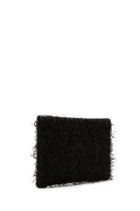 کیف مجلسی زنانه مشکی دستی با بند زنجیری بلند دری مد