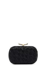 کیف مجلسی زنانه مشکی دستی بافتنی مینی با بند زنجیری بلند دری مد