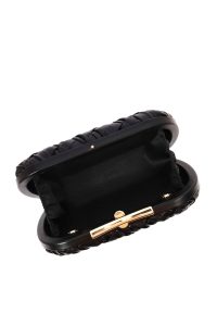 کیف مجلسی زنانه مشکی دستی بافتنی مینی با بند زنجیری بلند دری مد