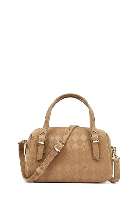 کیف کراس بادی زنانه بژ بلند طرح‌دار دری مد