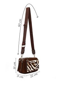 کیف کراس بادی زنانه قهوه‌ای بلند طرح‌دار دری مد