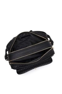 کیف کراس بادی زنانه مشکی بلند با جزئیات بافت دری مد