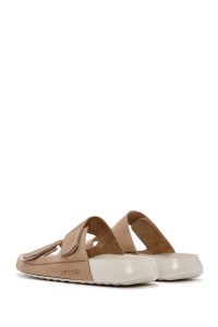 Kadın Bej Bantlı Nubuk Deri Comfort Terlik