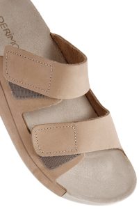Kadın Bej Bantlı Nubuk Deri Comfort Terlik
