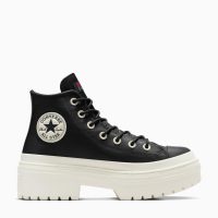 بوت کانورس آل‌استار Chuck Taylor All Star Lugged Heel مشکی زنانه چرم لژدار ضدآب اورجینال