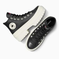 بوت کانورس آل‌استار Chuck Taylor All Star Lugged Heel مشکی زنانه چرم لژدار ضدآب اورجینال